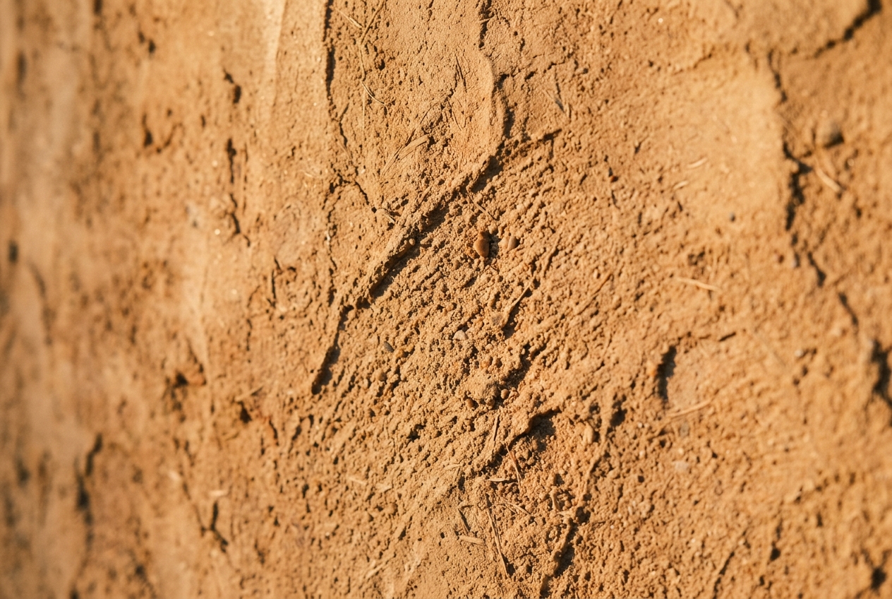 Hand-finished clay wall detail